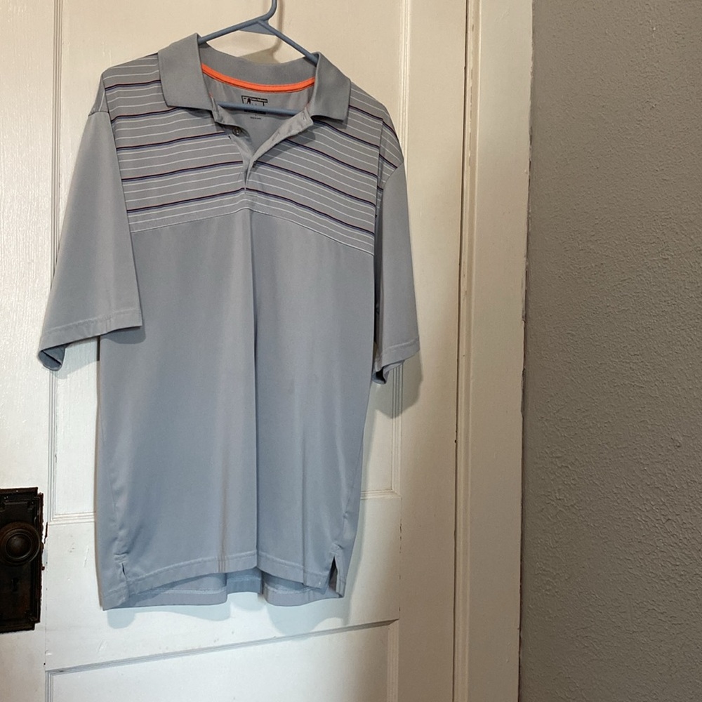 Pebble Beach Light Gray Polo with Stripes